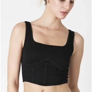 Black Ribbed Women's Crop Top